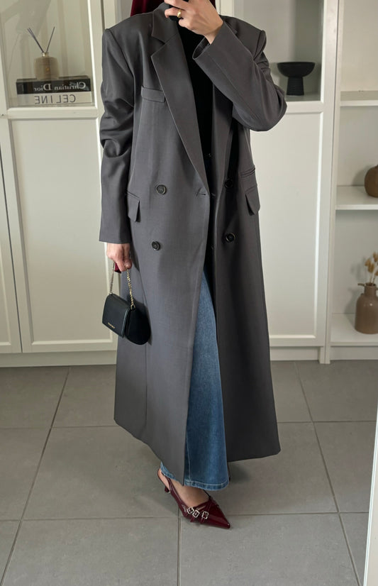 Blazer Long Élégant GRIS Anthracite