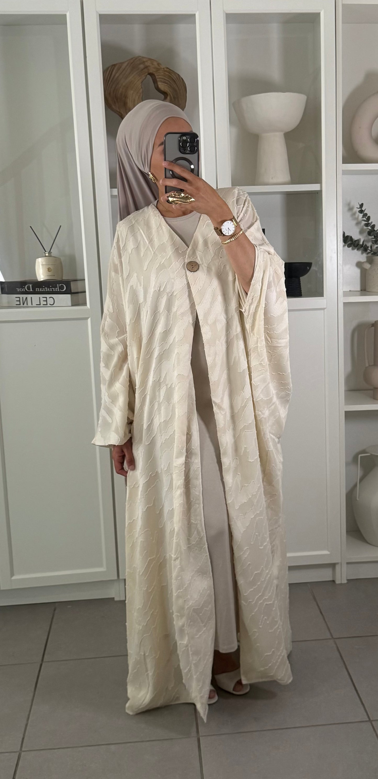 Kimono Long texturé crème