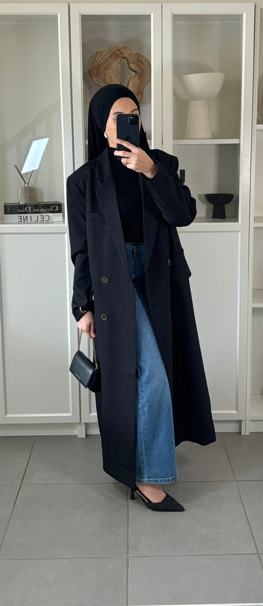 Blazer Long Élégant NOIR