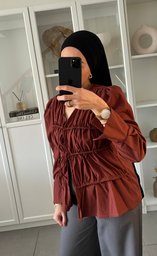 Chemise à Lacet BRIQUE