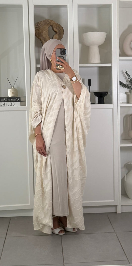 Kimono Long texturé crème