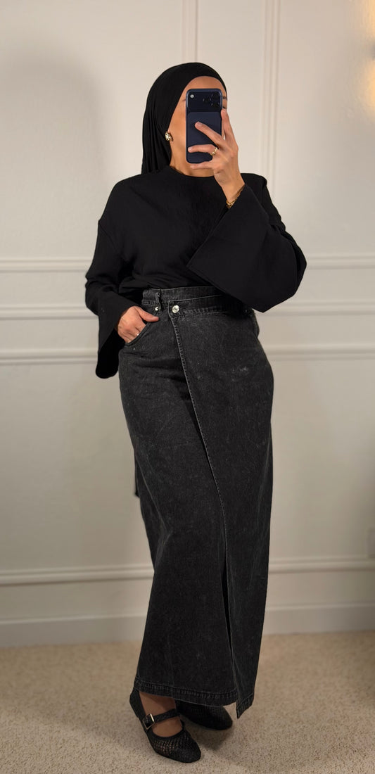 Jupe portefeuille Noir