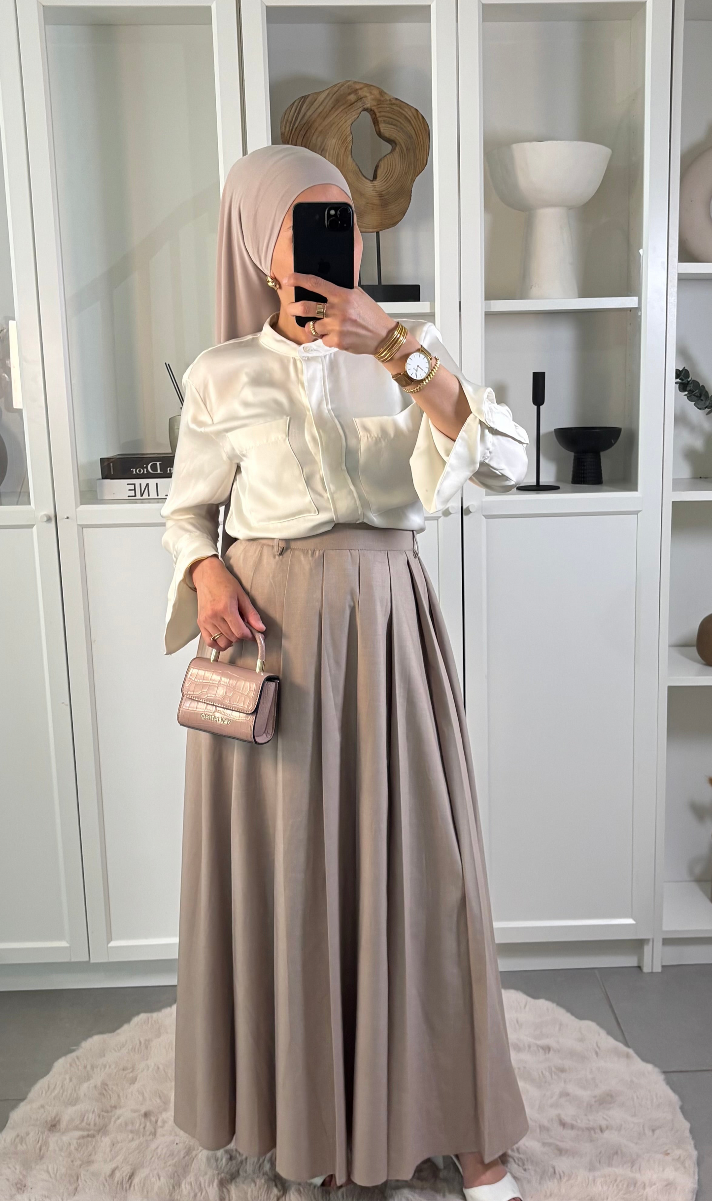 Jupe Longue à Plis BEIGE