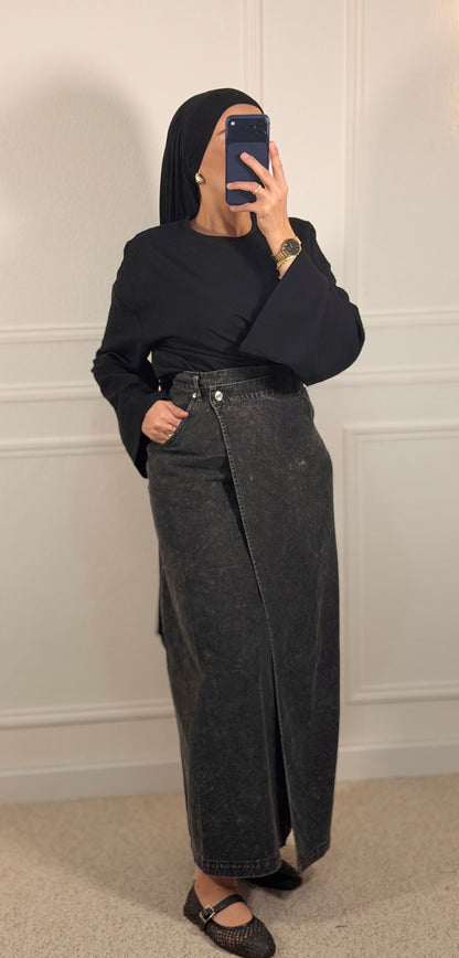 Jupe portefeuille Noir