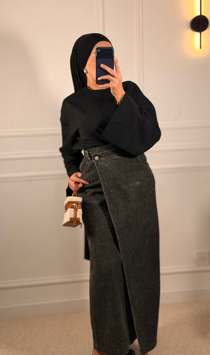 Jupe portefeuille Noir