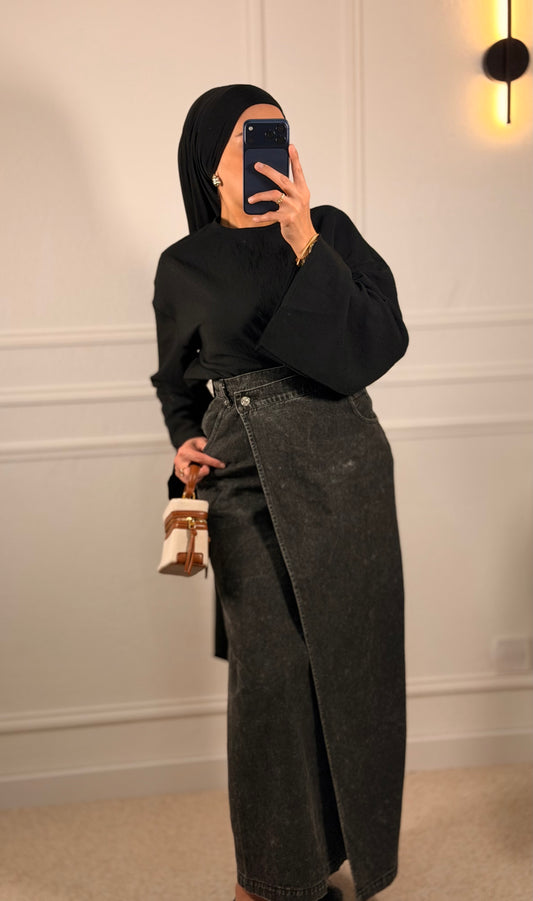 Jupe portefeuille Noir