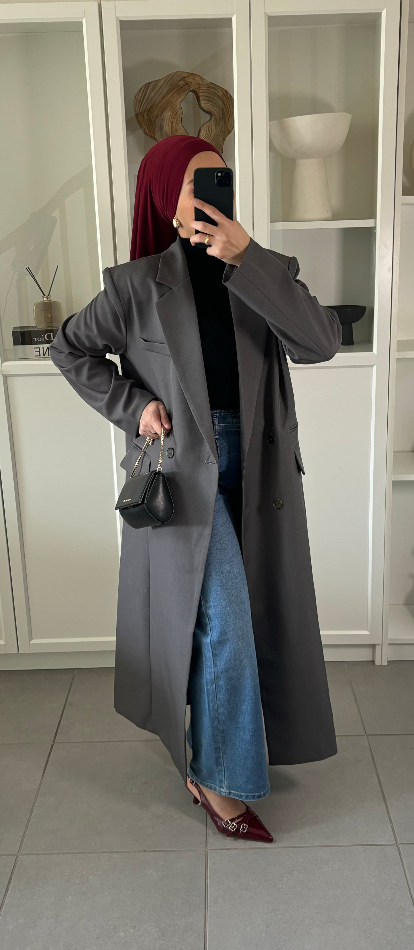 Blazer Long Élégant GRIS Anthracite