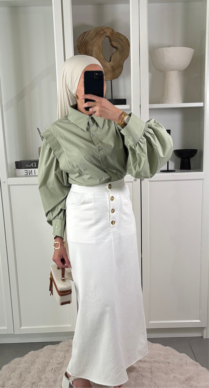 Jupe Longue Denim BLANCHE