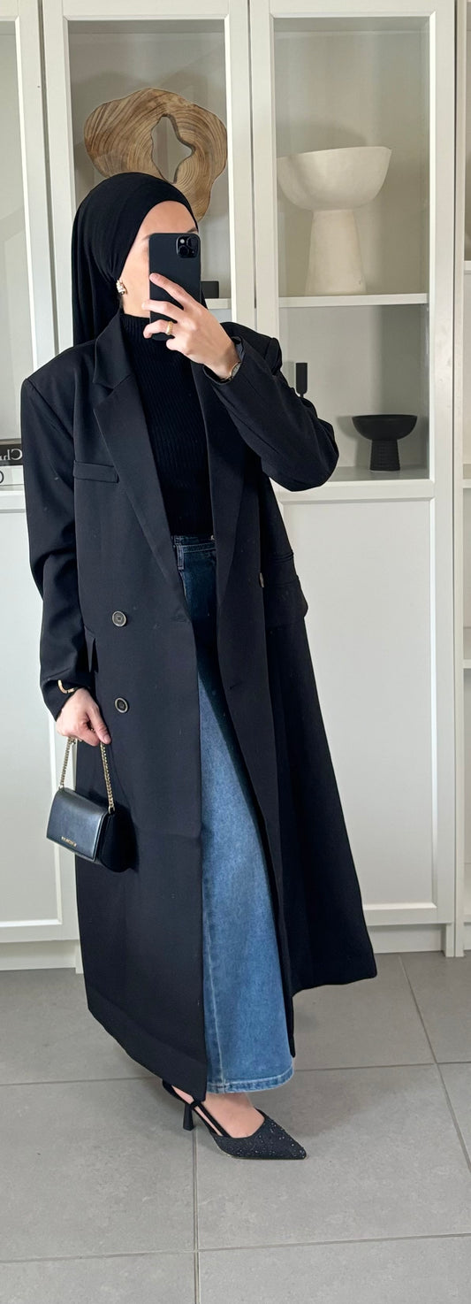 Blazer Long Élégant NOIR