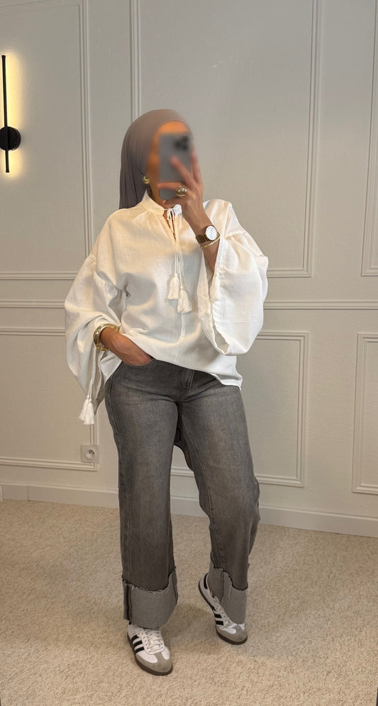 Jeans wide Leg Gris