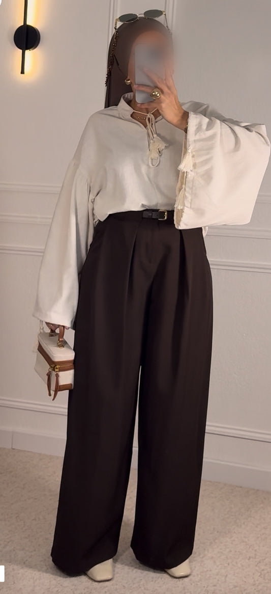 Pantalon Tailleur Marron